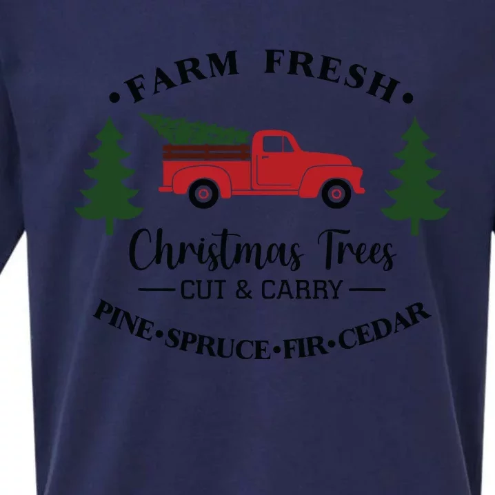 Farm Fresh Christmas Trees Christmas Tree Farm Truck Farmer Sueded Cloud Jersey T-Shirt