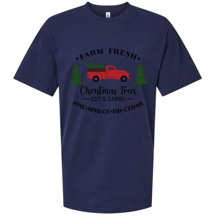 Farm Fresh Christmas Trees Christmas Tree Farm Truck Farmer Sueded Cloud Jersey T-Shirt