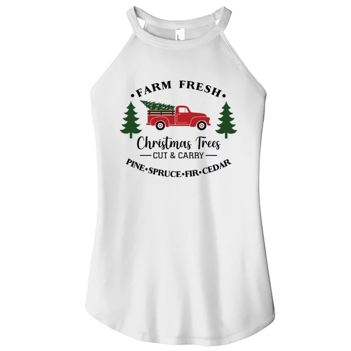 Farm Fresh Christmas Trees Christmas Tree Farm Truck Farmer Women’s Perfect Tri Rocker Tank