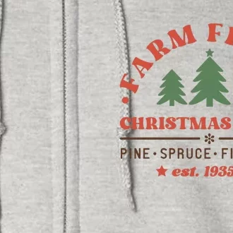 Farm Fresh Christmas Trees Funny Xmas Graphic Plus Size Full Zip Hoodie