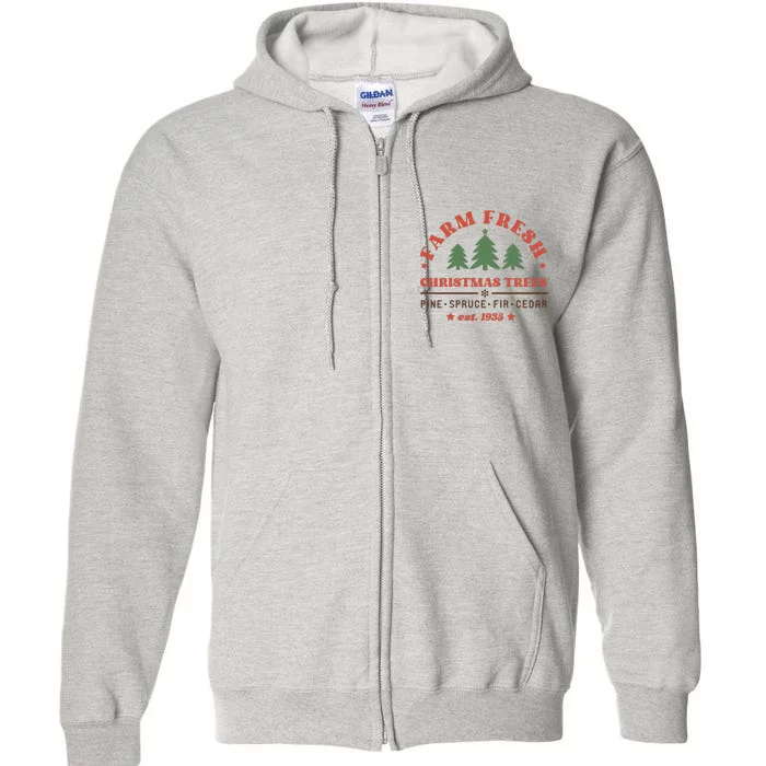 Farm Fresh Christmas Trees Funny Xmas Graphic Plus Size Full Zip Hoodie