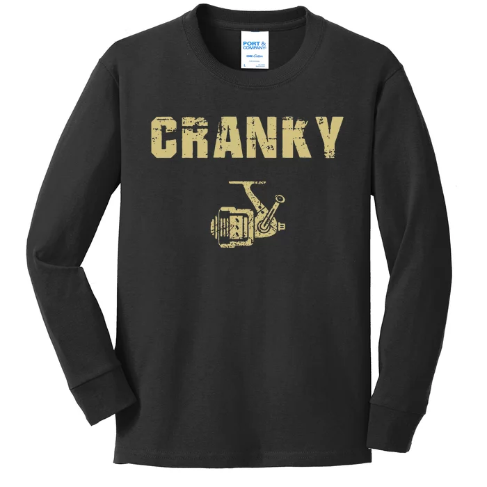 Funny Fishing Cranky Fishing Reel Fishing Kids Long Sleeve Shirt