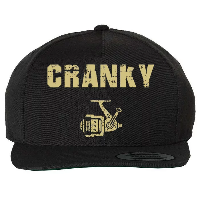 Funny Fishing Cranky Fishing Reel Fishing Wool Snapback Cap