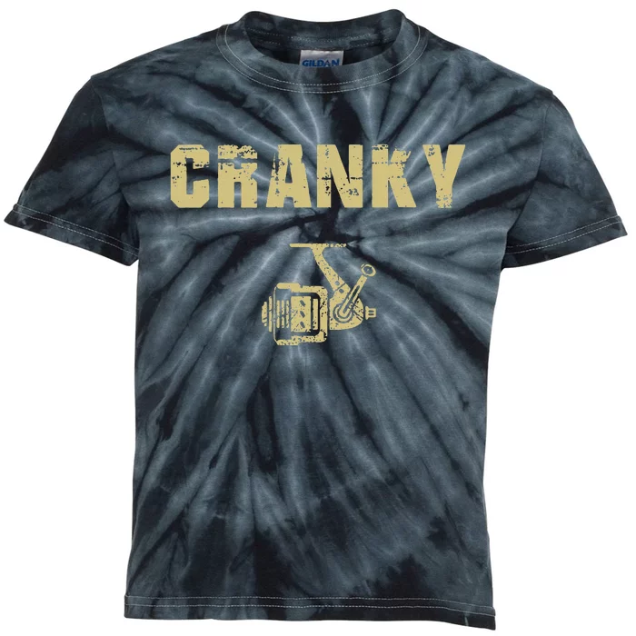 Funny Fishing Cranky Fishing Reel Fishing Kids Tie-Dye T-Shirt