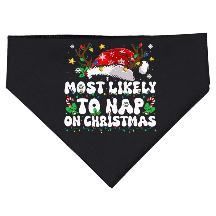 Funny Family Christmas Most Likely To Nap On Christmas USA-Made Doggie Bandana