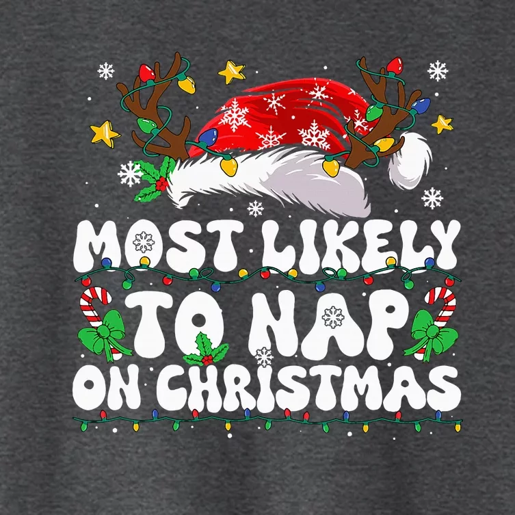 Funny Family Christmas Most Likely To Nap On Christmas Women's Crop Top Tee