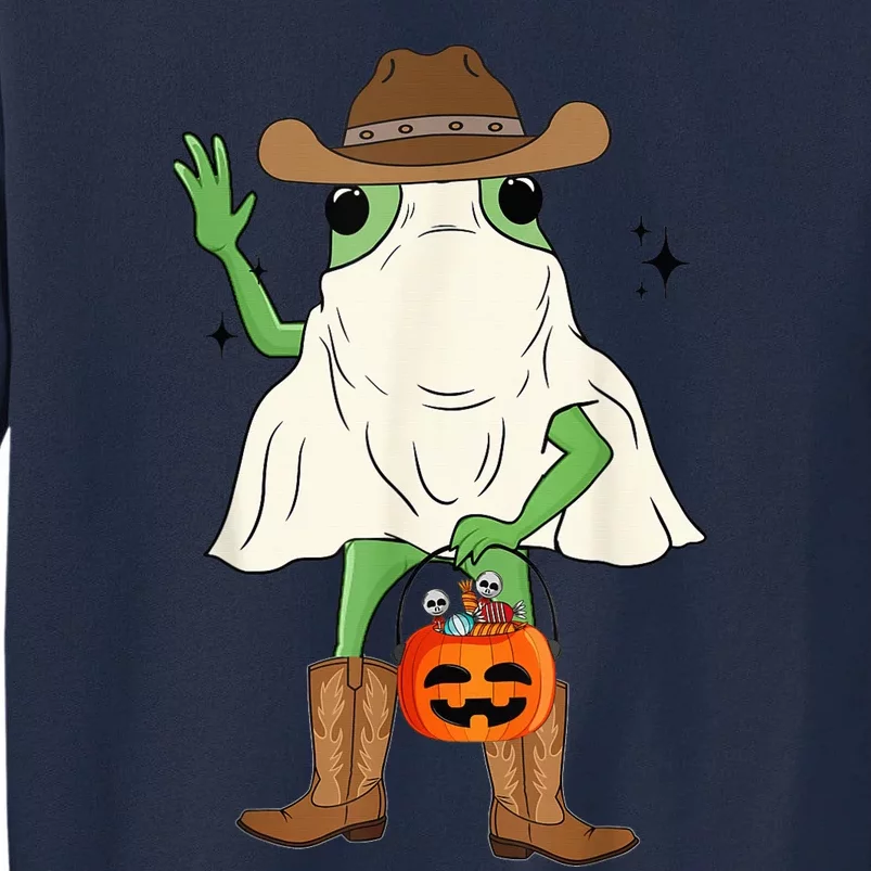 Funny Frog Cowboy Pumpkin Halloween Western Spooky Season Tall Sweatshirt