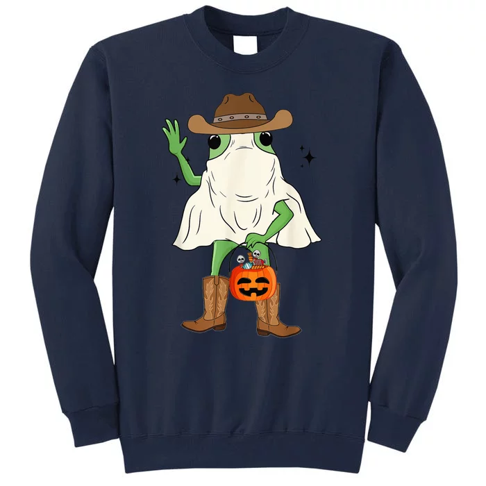 Funny Frog Cowboy Pumpkin Halloween Western Spooky Season Tall Sweatshirt