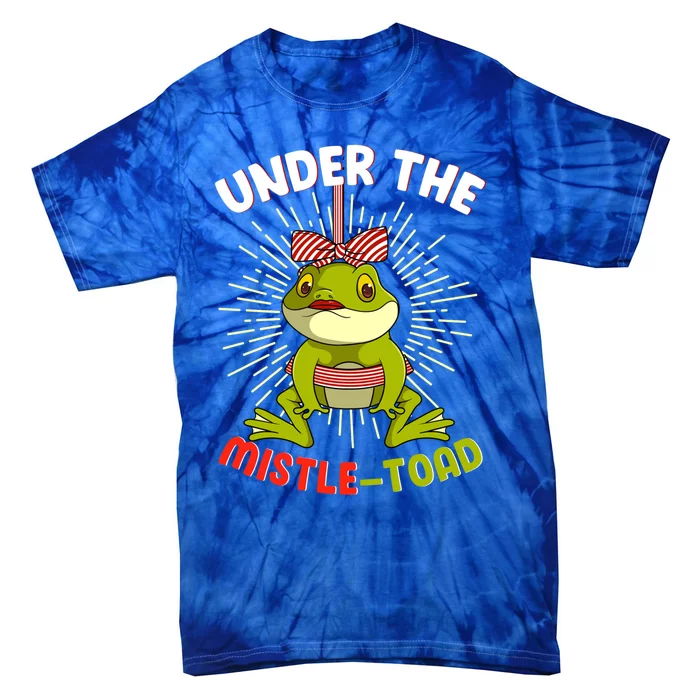 Funny Frog Christmas Under The Mistle Toad Xmas Frogs Froggy Gift Tie-Dye T-Shirt