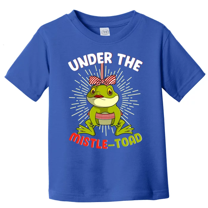 Funny Frog Christmas Under The Mistle Toad Xmas Frogs Froggy Gift Toddler T-Shirt