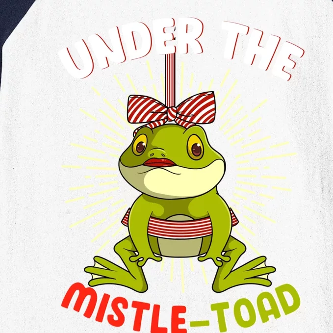 Funny Frog Christmas Under The Mistle Toad Xmas Frogs Froggy Gift Baseball Sleeve Shirt