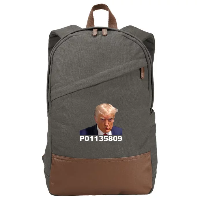 Funny Fulton County GA Donald Trump Prison Mugshot Gift Cotton Canvas Backpack