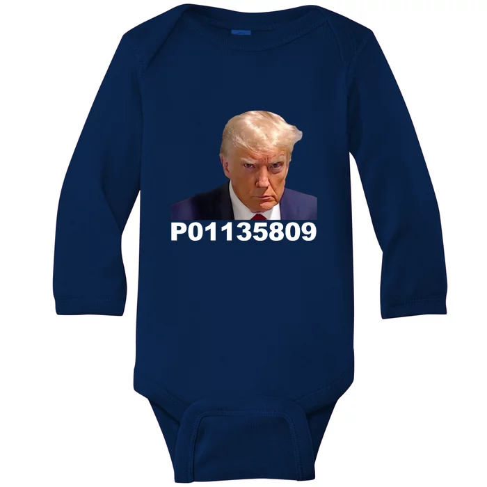 Funny Fulton County GA Donald Trump Prison Mugshot Gift Baby Long Sleeve Bodysuit