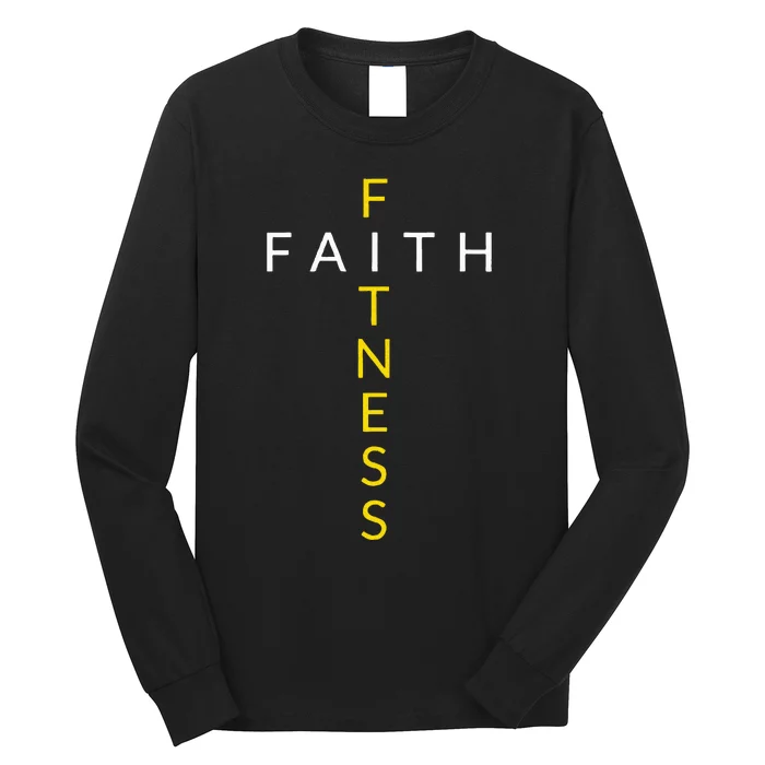 Faith Fitness Cross Christian Workout Modern Gym Long Sleeve Shirt