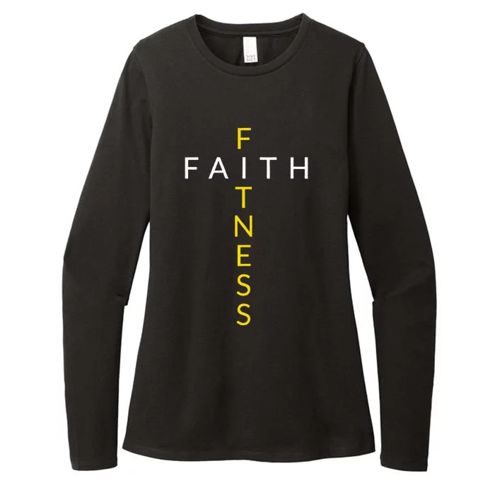 Faith Fitness Cross Christian Workout Modern Gym Womens CVC Long Sleeve Shirt