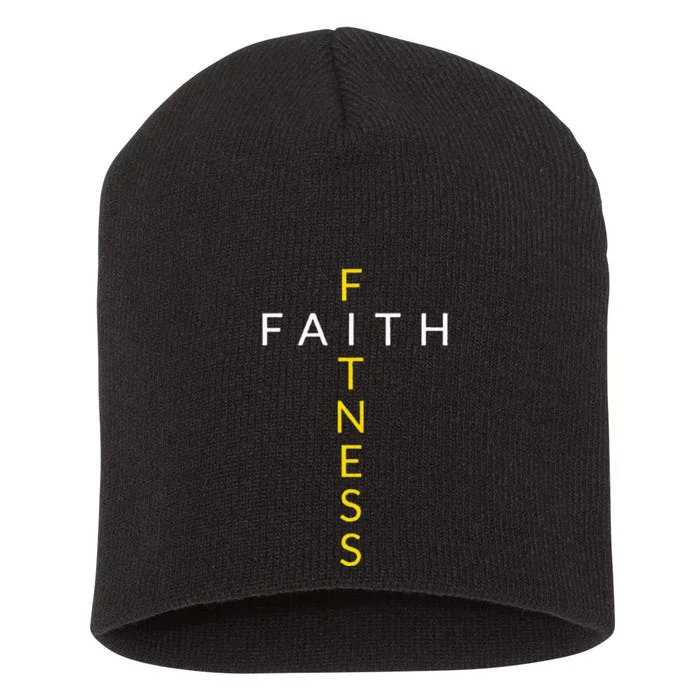 Faith Fitness Cross Christian Workout Modern Gym Short Acrylic Beanie