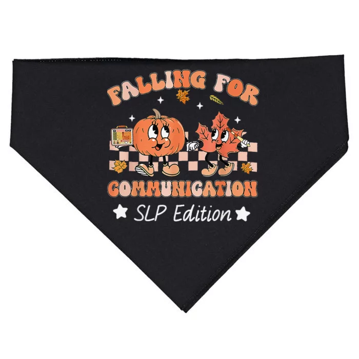 Falling For Communication Slp Edition Thanksgiving USA-Made Doggie Bandana