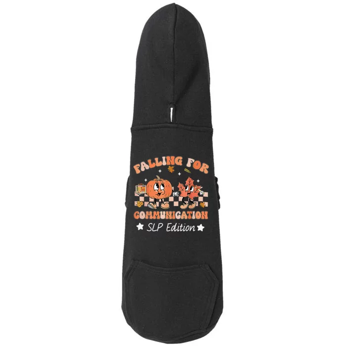 Falling For Communication Slp Edition Thanksgiving Doggie 3-End Fleece Hoodie