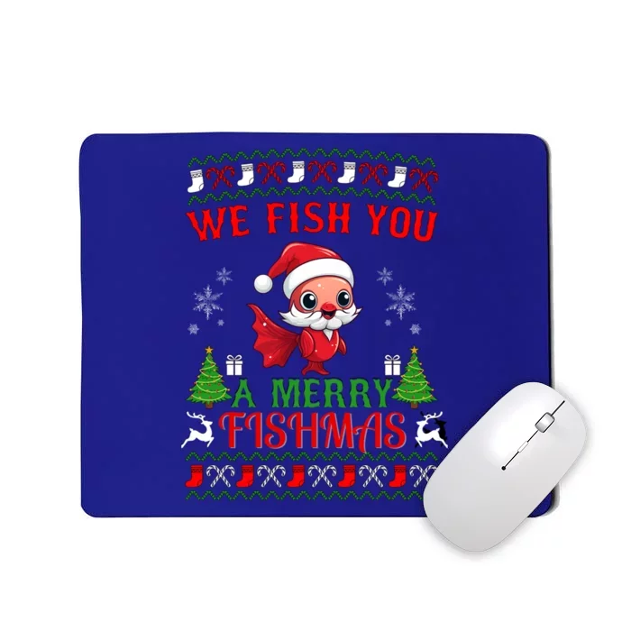 Fishing Funny Christmas Lights I Wish A Merry Fishmas Gift Mousepad