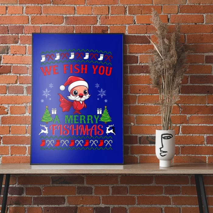 Fishing Funny Christmas Lights I Wish A Merry Fishmas Gift Poster