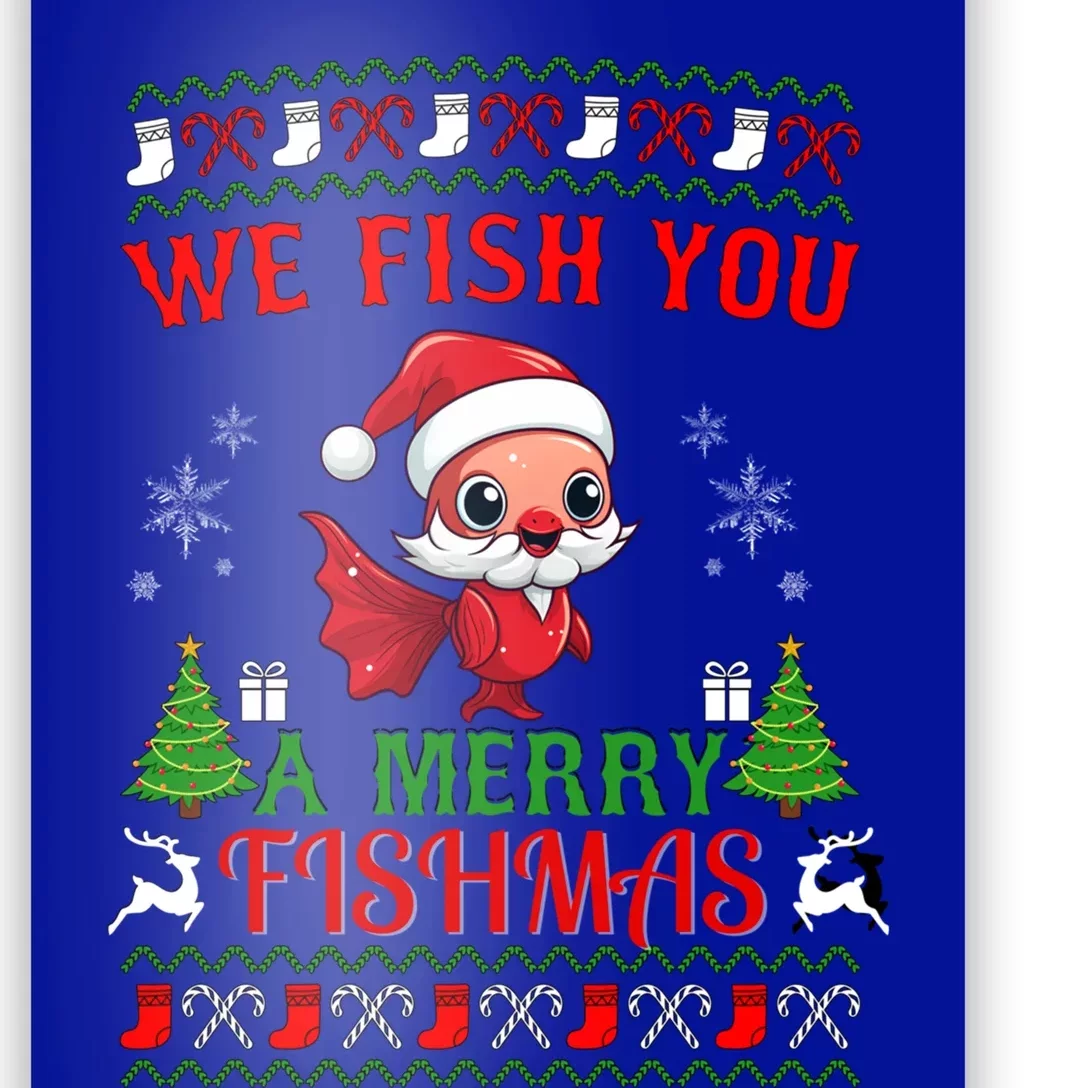 Fishing Funny Christmas Lights I Wish A Merry Fishmas Gift Poster