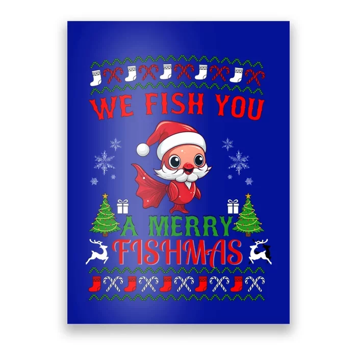 Fishing Funny Christmas Lights I Wish A Merry Fishmas Gift Poster