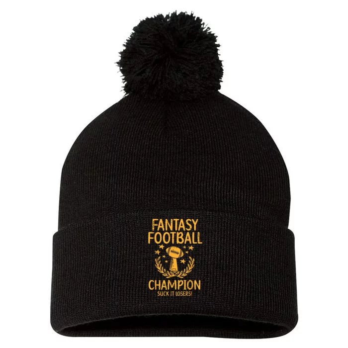 Fantasy Football Champion Funny FFL Draft Champ Pom Pom 12in Knit Beanie