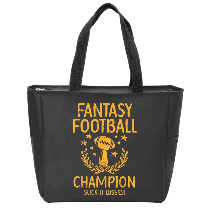 Fantasy Football Champion Funny FFL Draft Champ Zip Tote Bag