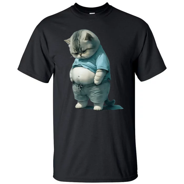 Funny Fat Cat Art Design Fat Kitten Cat Lover Tall T-Shirt