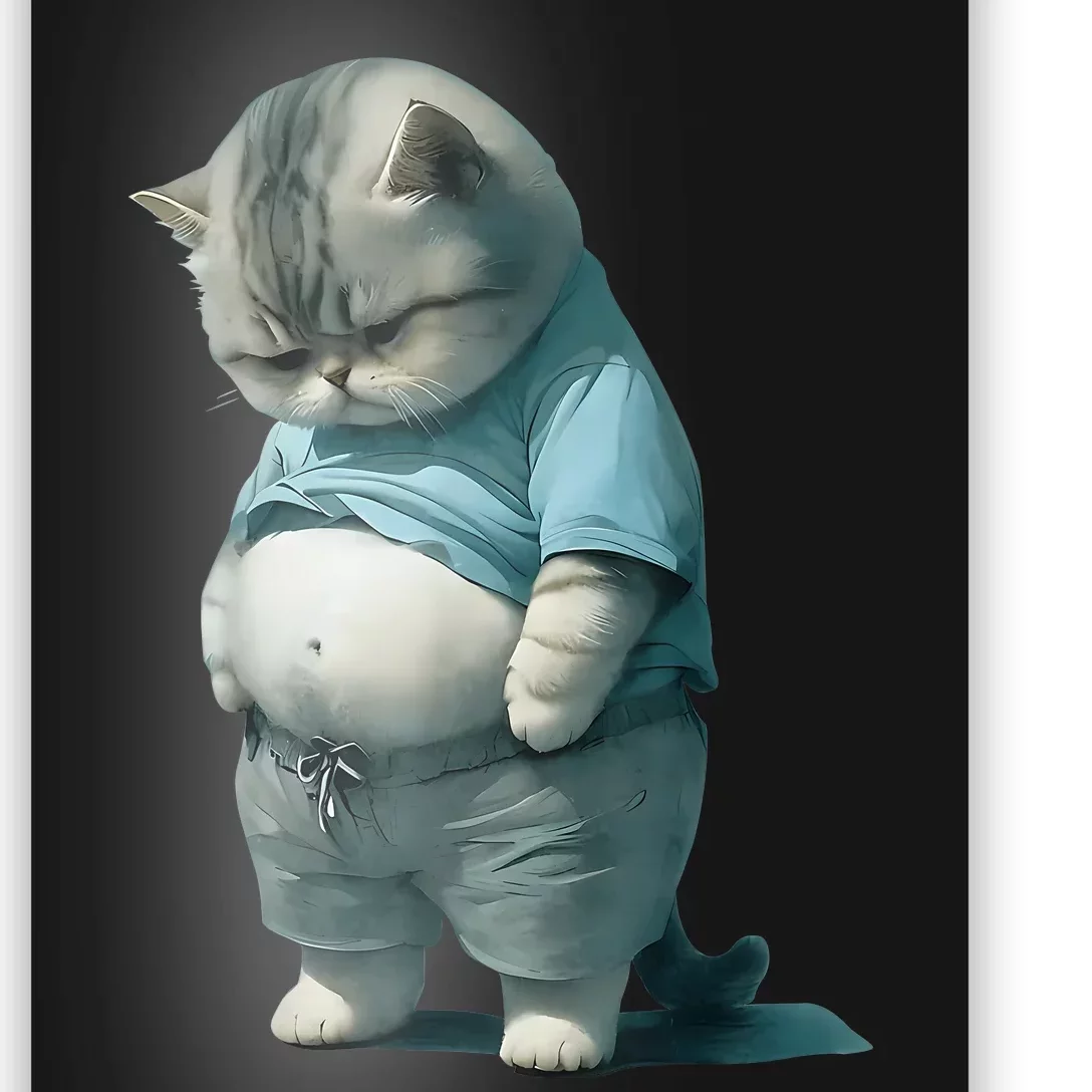 Funny Fat Cat Art Design Fat Kitten Cat Lover Poster