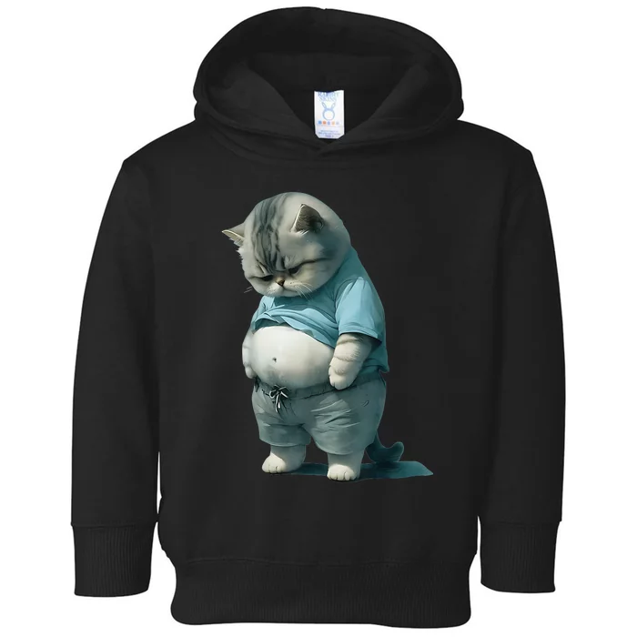 Funny Fat Cat Art Design Fat Kitten Cat Lover Toddler Hoodie