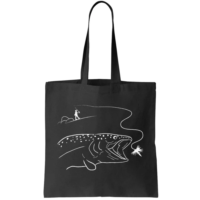 Fly Fishinger Catches Big Trout For Mountain Lover Tote Bag