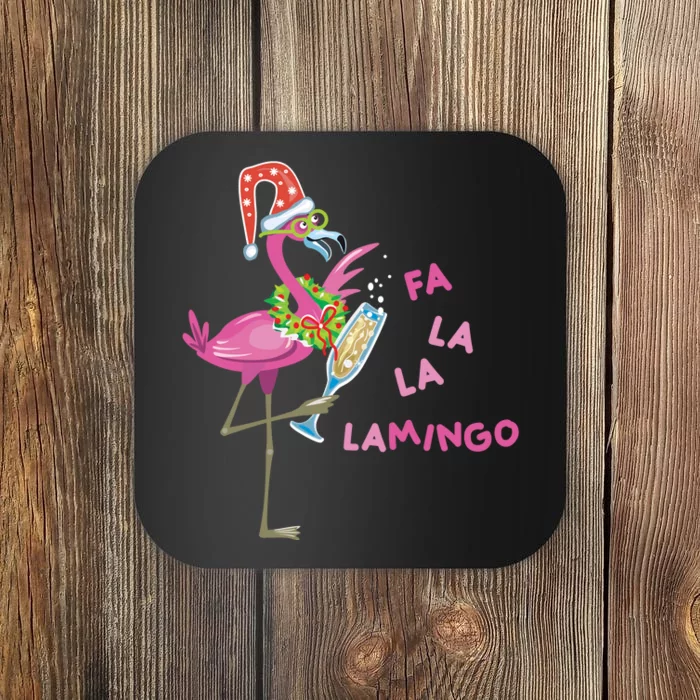 Falala Flamingo Christmas Holiday Festive Coaster