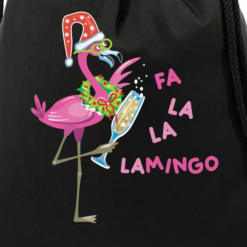 Falala Flamingo Christmas Holiday Festive Drawstring Bag