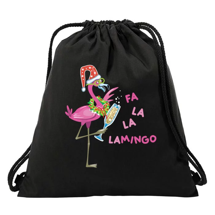 Falala Flamingo Christmas Holiday Festive Drawstring Bag