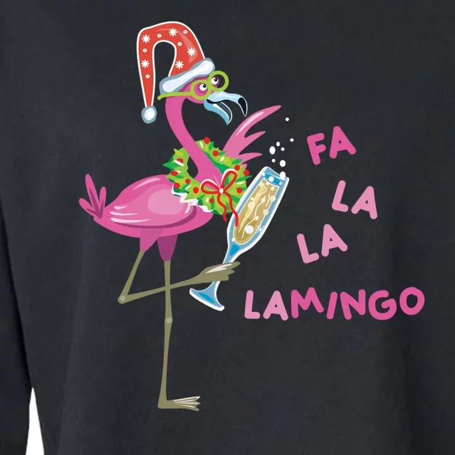 Falala Flamingo Christmas Holiday Festive Cropped Pullover Crew