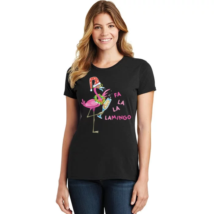 Falala Flamingo Christmas Holiday Festive Women's T-Shirt