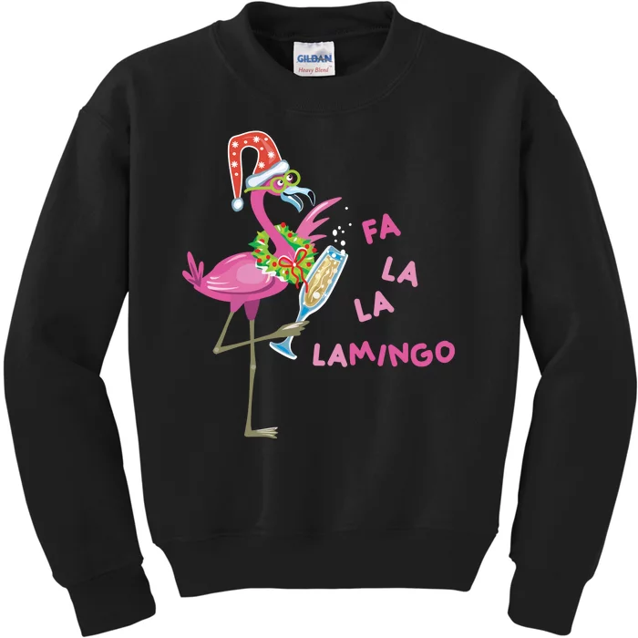 Falala Flamingo Christmas Holiday Festive Kids Sweatshirt