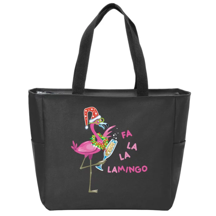 Falala Flamingo Christmas Holiday Festive Zip Tote Bag