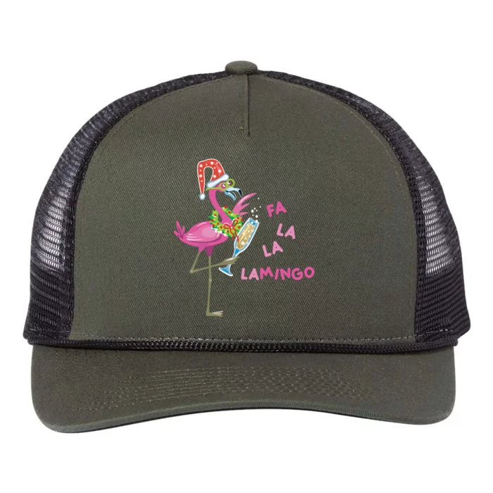 Falala Flamingo Christmas Holiday Festive Retro Rope Trucker Hat Cap