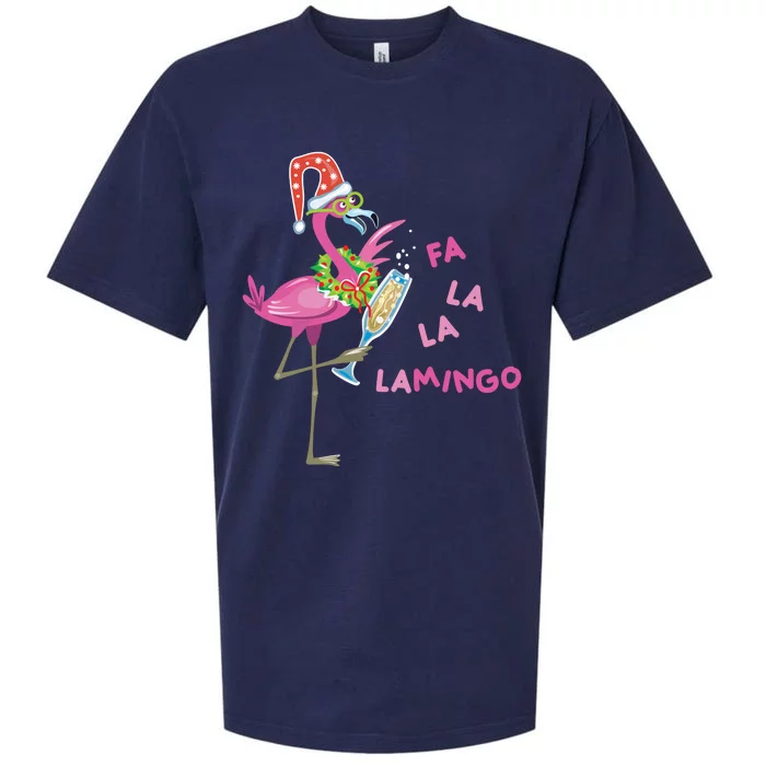 Falala Flamingo Christmas Holiday Festive Sueded Cloud Jersey T-Shirt