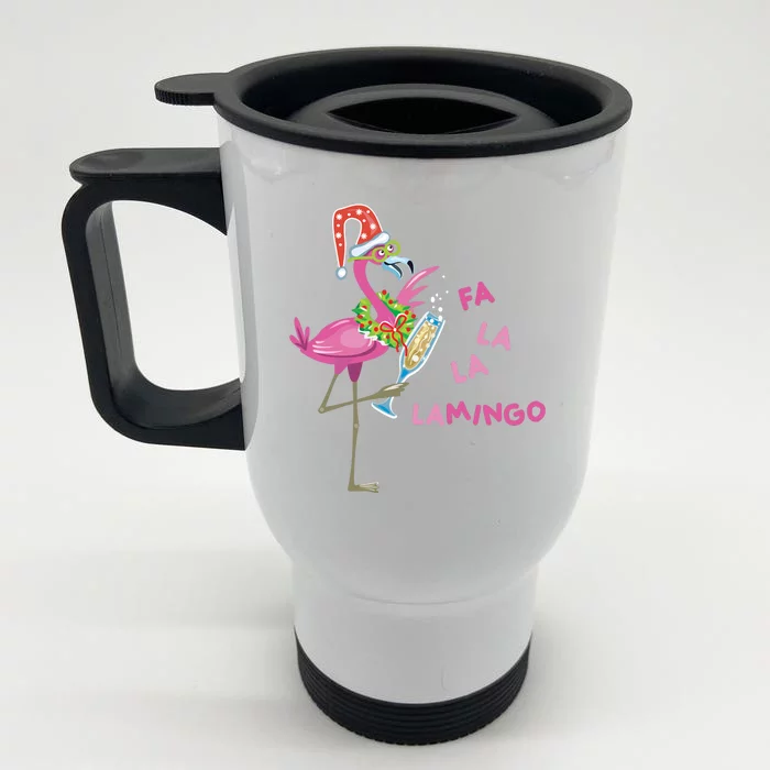 Falala Flamingo Christmas Holiday Festive Front & Back Stainless Steel Travel Mug