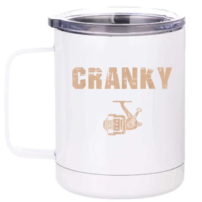 Funny Fishing  Cranky Fishing Reel Front & Back 12oz Stainless Steel Tumbler Cup