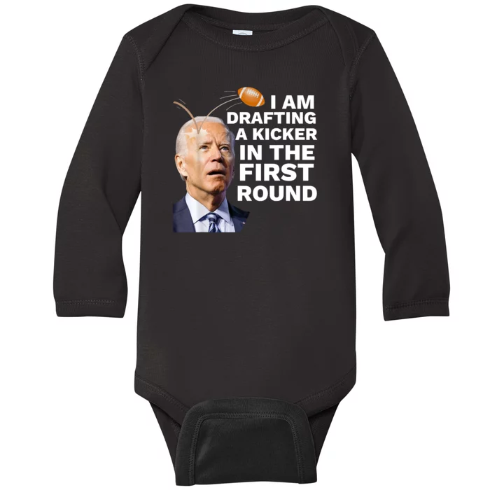 Funny Fantasy Confused Drafting Kicker Football Draft Party Gift Baby Long Sleeve Bodysuit