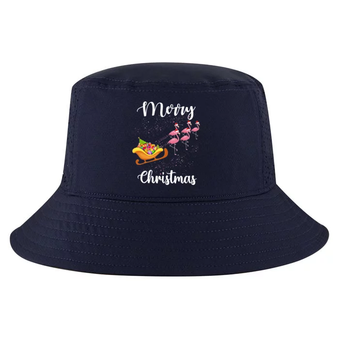 Funny Flamingo Christmas Pink Flamingos Sleigh Snow Santa Gift Cool Comfort Performance Bucket Hat