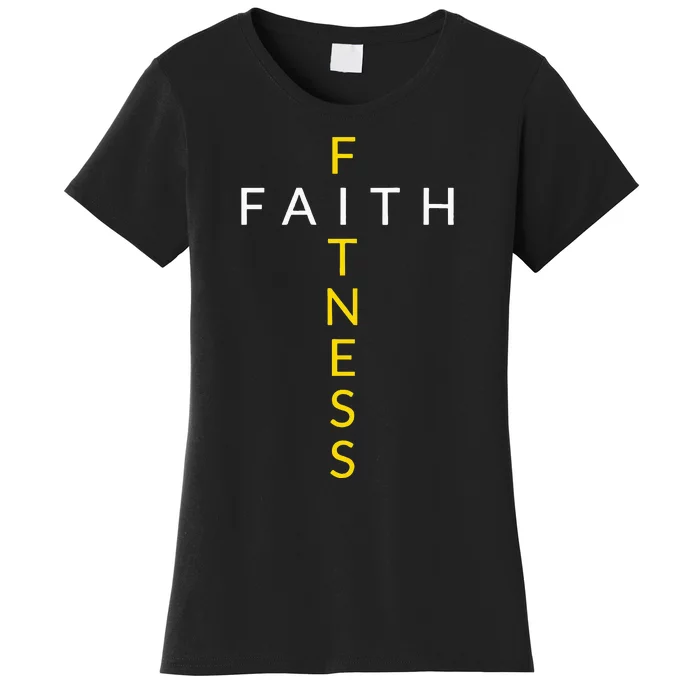 Faith Fitness Cross Christian Workout Modern Gym Women's T-Shirt