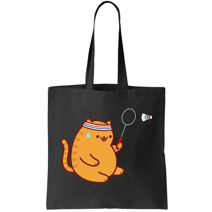 Funny Fat Cat Playing Badminton Tote Bag