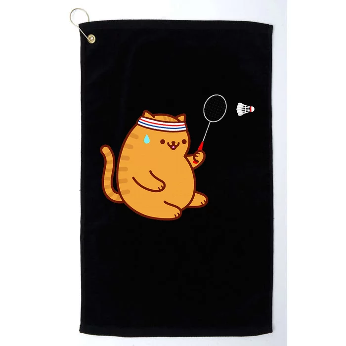 Funny Fat Cat Playing Badminton Platinum Collection Golf Towel