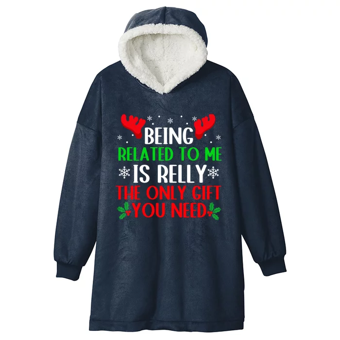 Funny Family Christmas Being Related To Me Cute Gift Hooded Wearable Blanket