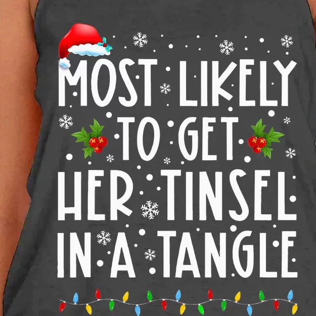 Festive Family Christmas Tinsel Tangle Favorites Women's Knotted Racerback Tank